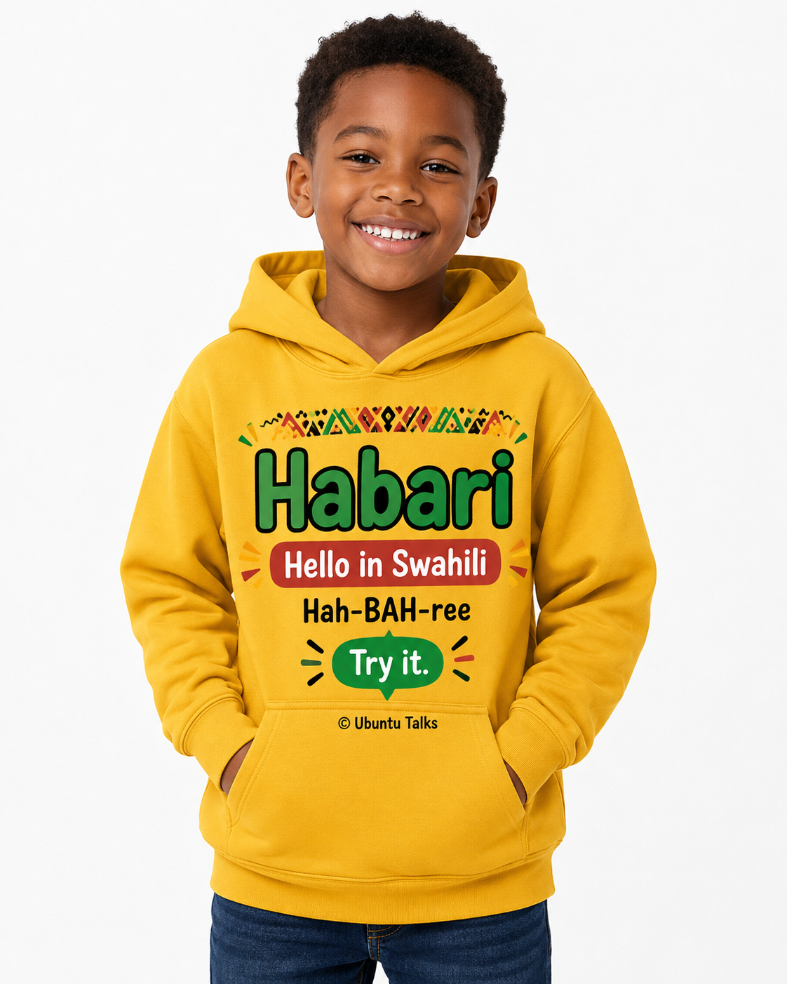 Habari — Swahili Greeting kids hoodies