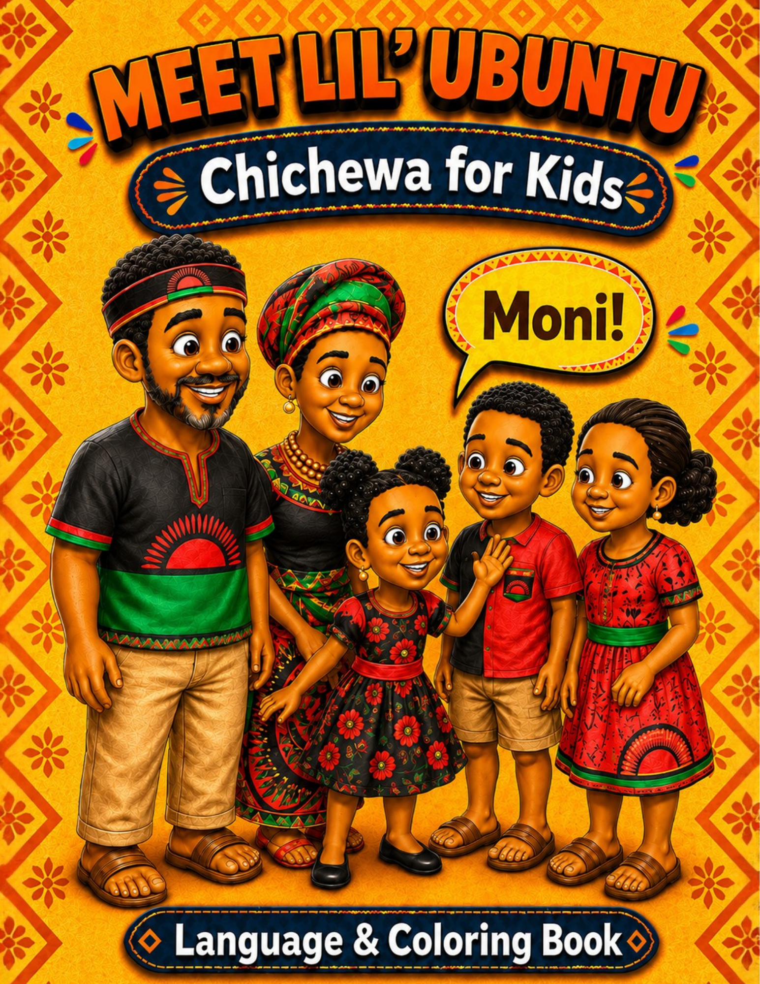 Lil' Ubuntu Chichewa for Kids printable language and coloring book digital download cover