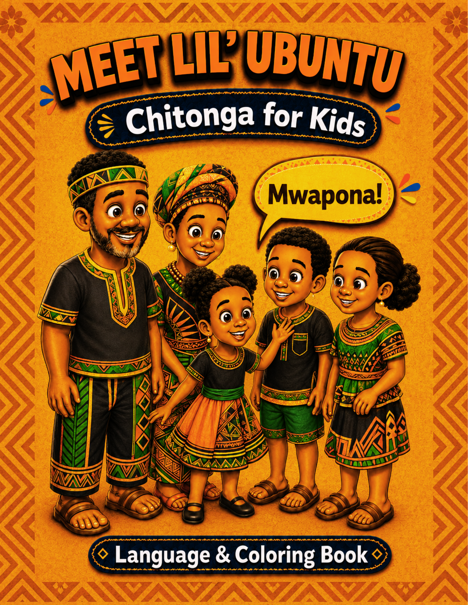 Lil' Ubuntu Chitonga for Kids printable language and coloring book digital download cover