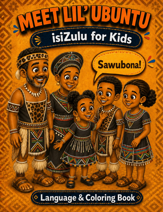 Lil' Ubuntu isiZulu for Kids printable language and coloring book digital download cover